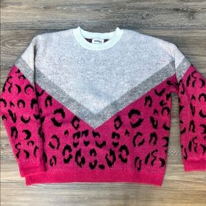 ADORA White and Pink Leopard Sweater